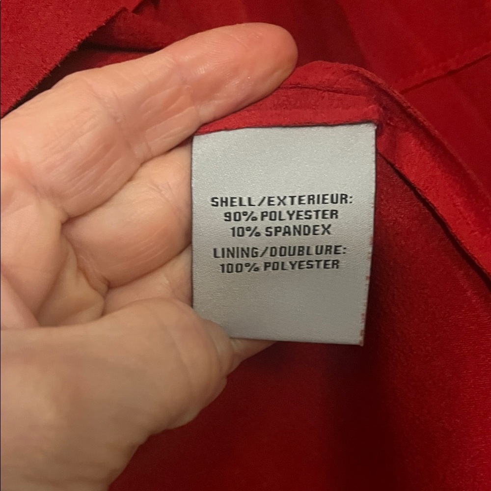bagatelle Red Draped Open-Front Suede Blazer Large - Picture 3 of 12